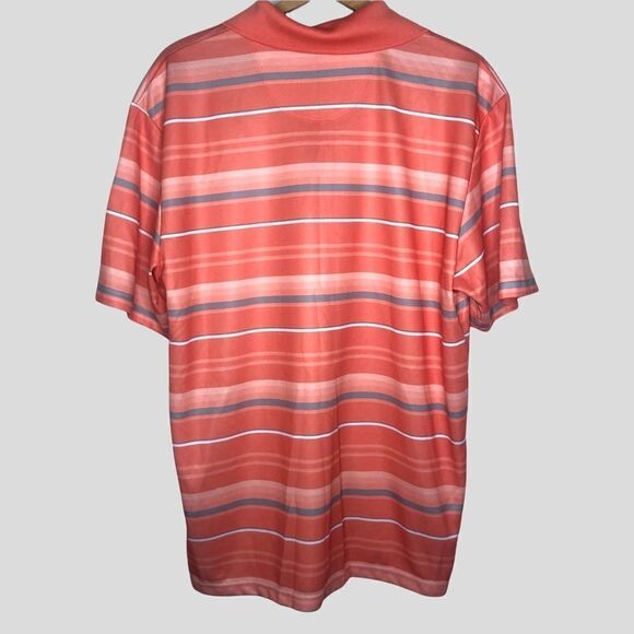 PGA TOUR Golf Polo Shirt, Peach/Gray Stripes Size L - Picture 5 of 5
